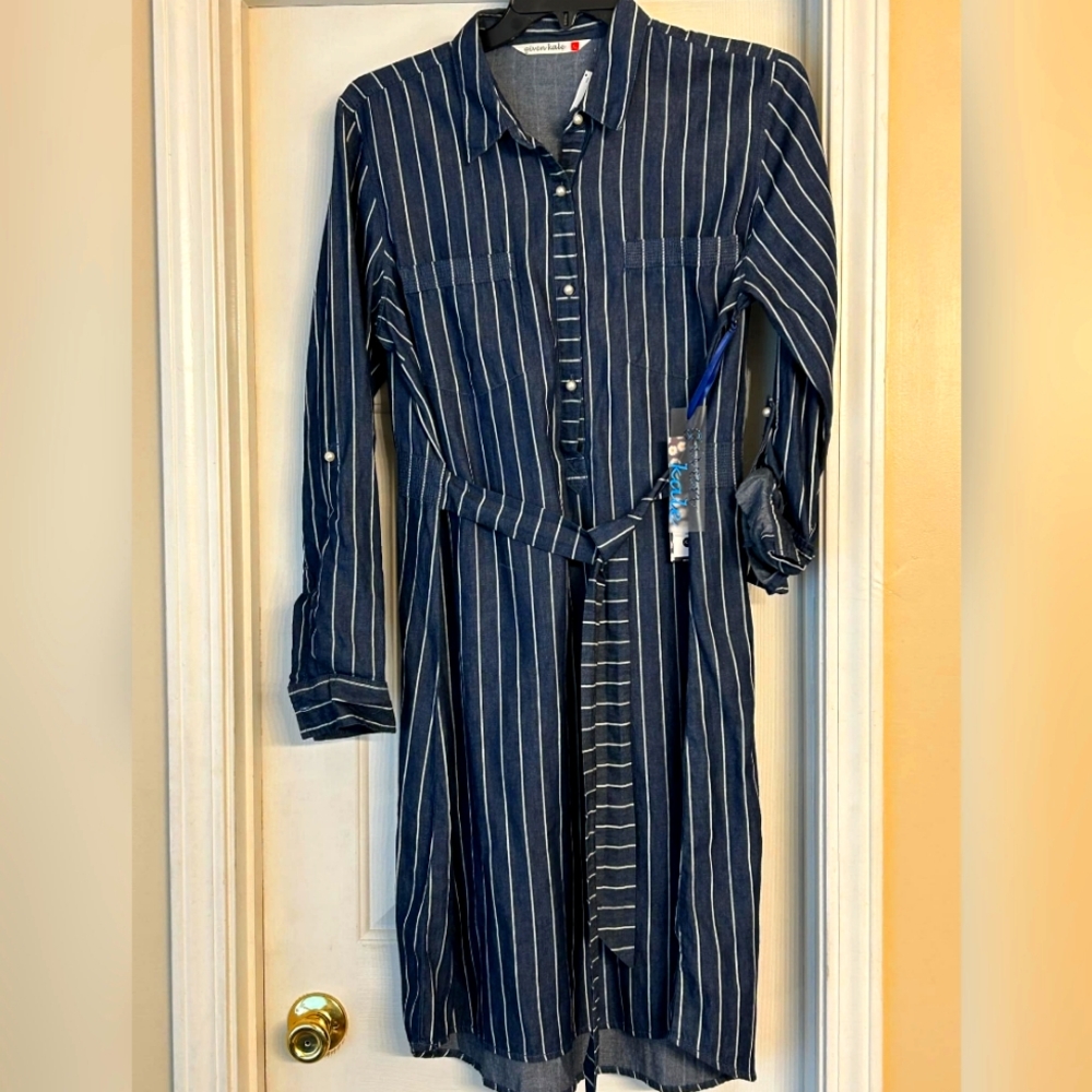 Given Kale Denim striped lightweight dress